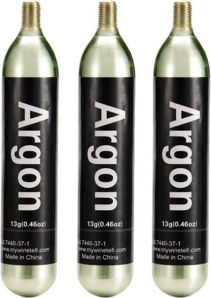 Argon Capsules for Wine Preservation Systems – Compatible with Wine Saver & Dispenser – Long-Lasting Freshness for Wine Freshness & Storage (3 Pack)