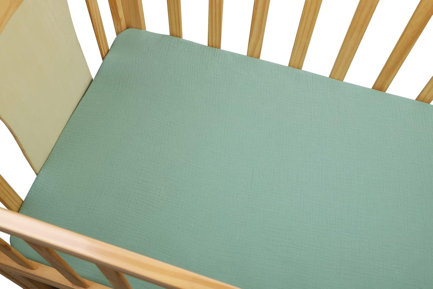 Onacosht Muslin Crib Sheets - Soft 100% Cotton Fitted Sheets for Standard Toddler Crib | 2-Pack in Grey & Green