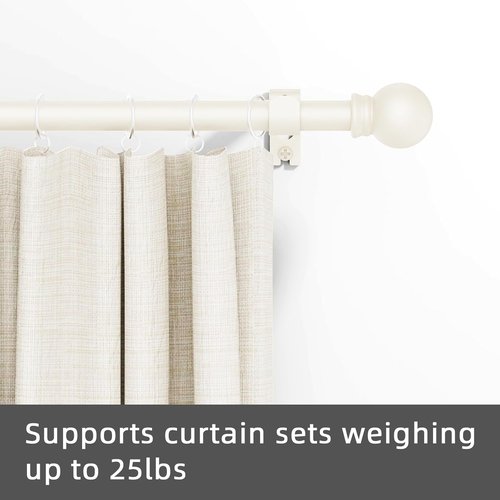 GXOACKJ Decorative Curtain Rods - Heavy Duty Metal, Ivory White, 28-78 Inch with Brackets