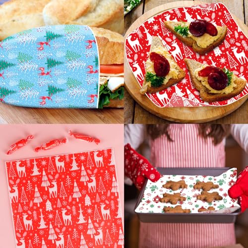 Christmas Wax Paper Sheets 150 Pack Food Wraps Waterproof & Greaseproof