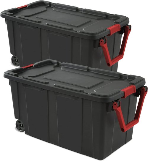 Heavy-Duty Storage Bins by [Brand Name] - 40 Gallon Plastic Totes with Secure Latching Buckles | Stackable 2-Pack
