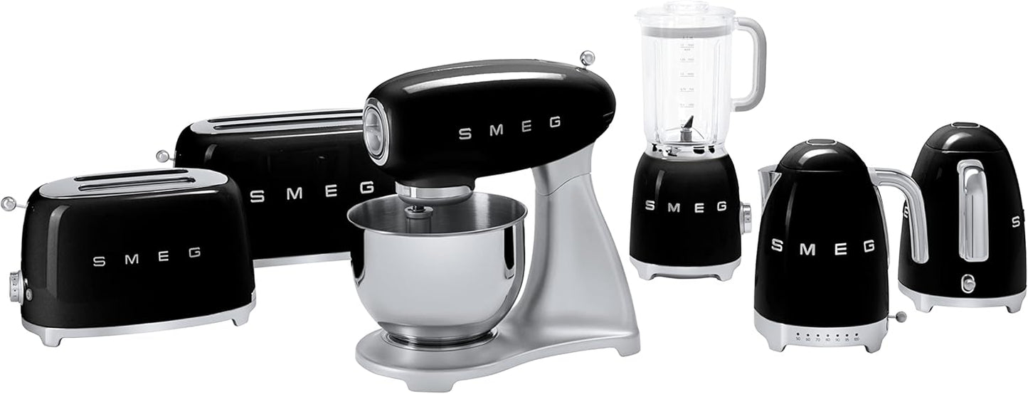 SMEG 2-Slice Toaster - 6 Presets, Defrost Function & Removable Crumb Tray | Sleek Black Design