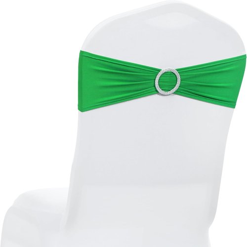 MDS Spandex Chair Sashes - Universal Fit Elastic Stretch Bands with Buckle for Weddings | Light Green - Pack of 250
