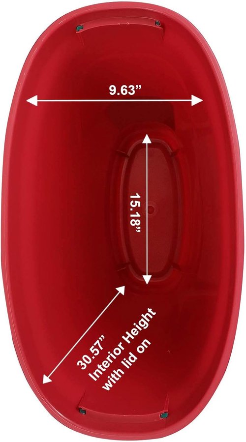 HOMZ Gift Wrap Storage Organizer - 2-Pack Vertical Bins in Red & Clear for Seasonal Holiday Wraps