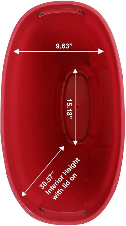 HOMZ Gift Wrap Storage Organizer - 2-Pack Vertical Bins in Red & Clear for Seasonal Holiday Wraps