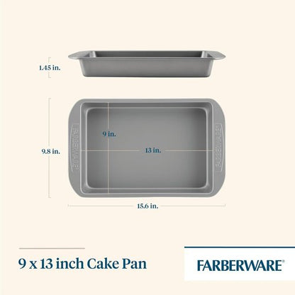 Farberware Nonstick Bakeware - Rectangle Cake Pan, 9 Inch x 13 Inch, Gray Finish for Easy Release
