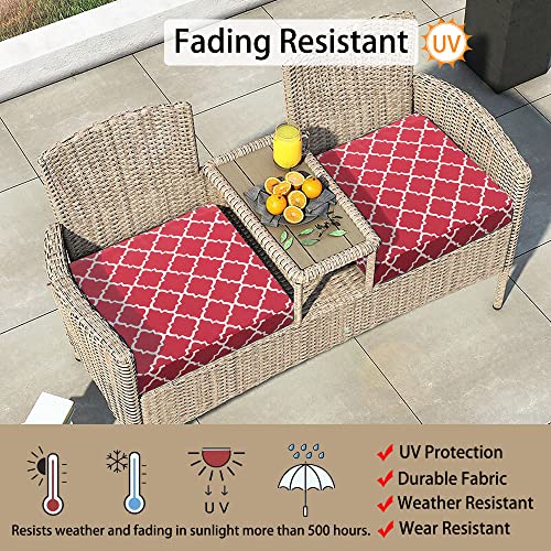 Outdoor Indoor Cushion Cover Replacement 2 Pack Water-Resistant Red Geometry 20x18x4 Inch