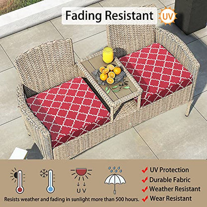 Outdoor Indoor Cushion Cover Replacement 2 Pack Water-Resistant Red Geometry 20x18x4 Inch