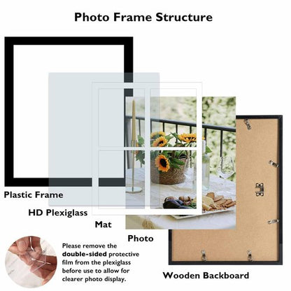 JCJMY 12x16 Picture Frame, 5x7 Collage Picture Frame, Display 4 Pcs 5x7 Photos or 12x16 Picture, Four Opening 5x7 Collage Frame for Wall Hanging, Lightweight 5 x 7 Multi Photo Frame, Black
