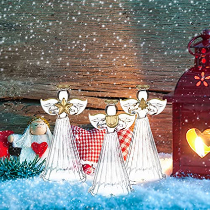 24 Pcs Christmas Glass Angel Ornaments - Mini Hanging Tree Decorations