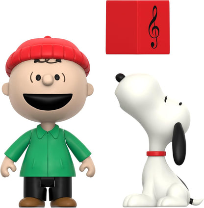 Super7 Reaction Figure | Peanuts Charlie Brown & Snoopy Caroling - 3.75" Classic Action Figures (2 Pack)
