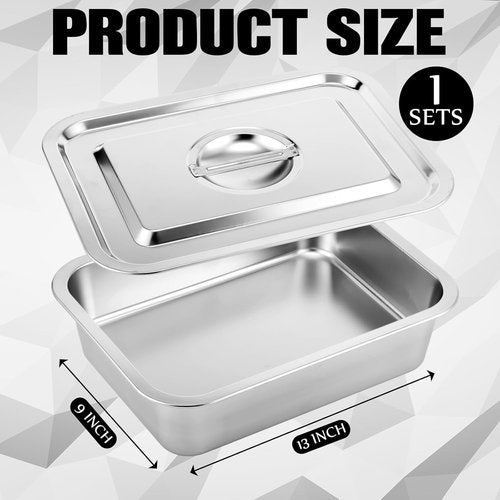 Funnymoom Deep Lasagna Baking Pan Set - Large 11 x 14.2 Inch Nonstick Stainless Steel with Lid | 7.4 Qt Capacity