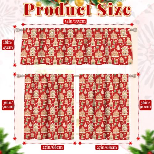 Christmas Kitchen Curtains Sets for Window - Short Curtains with Castles Variation - 3 Pieces