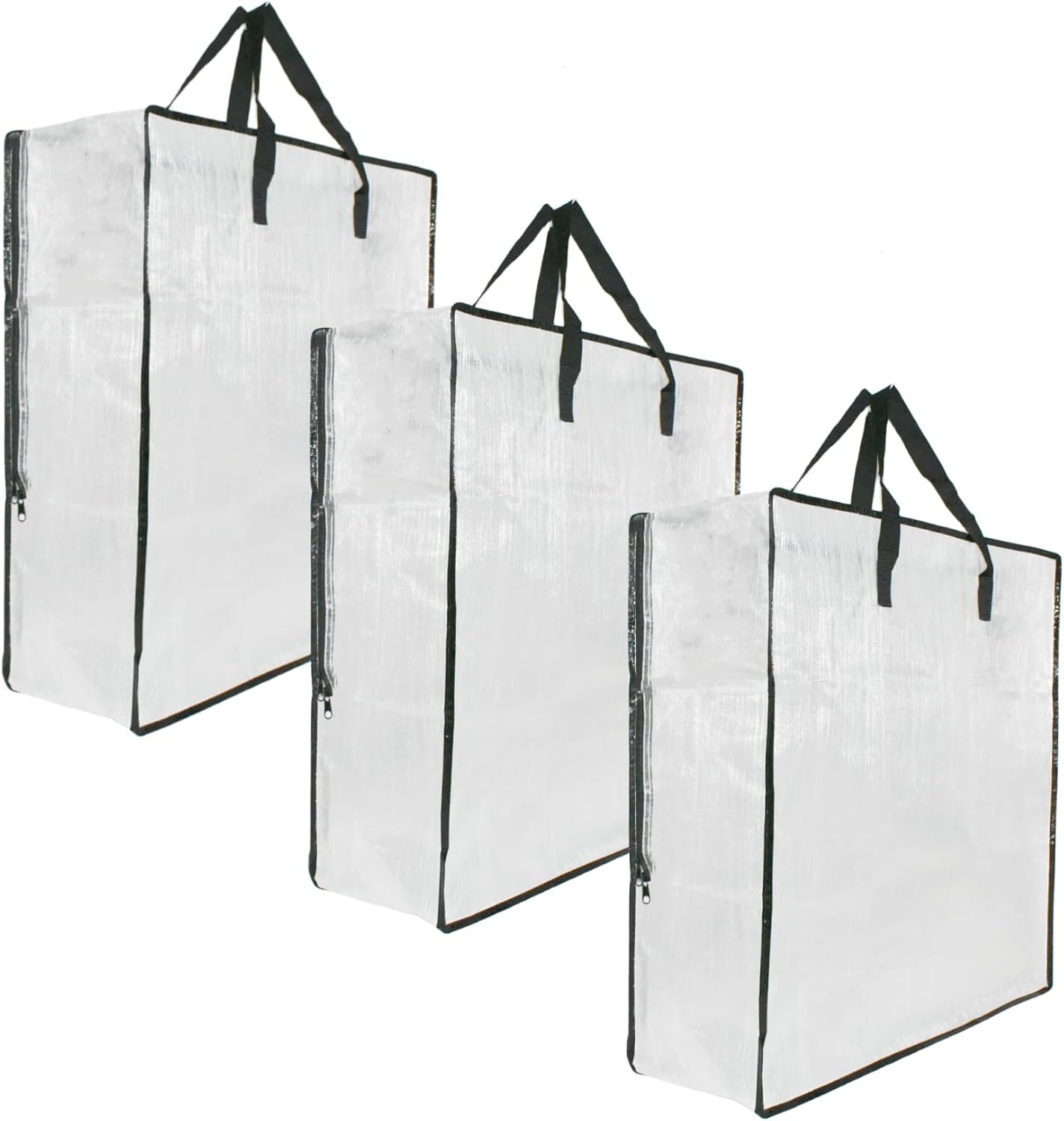 Skiennix Clear Storage Bags - 3 Pack with Zipper & Handles for Closet, Underbed & Moving | Ideal for Bedding & Clothes