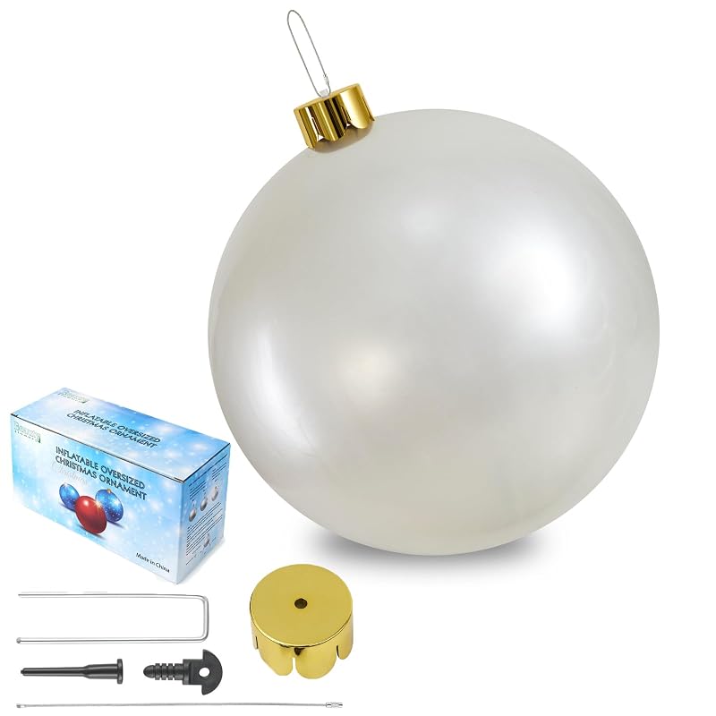 White 18" Inflatable Ornament - Oversized Christmas Yard Decoration