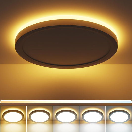 Skiennix 19 Inch LED Flush Mount Ceiling Light - Night Light Feature | 36W 3960LM, Round White Fixture for Bedroom, Bathroom, Kitchen