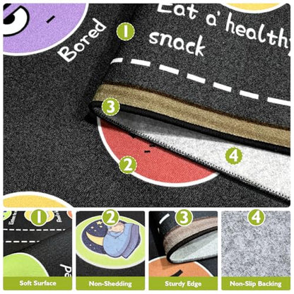 Classroom Black Rug 9x12 ft - Non-Slip Carpet for Elementary Classrooms