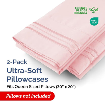 Queen Pillow Cases by [Brand Name] - Ultra Soft Hotel Quality Covers | Wrinkle-Free, Stain-Resistant - 2 Piece Set in Baby Pink