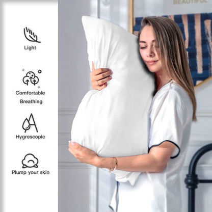 Silk Pillow Cases 2 Pack,Soft Breathable and Sliky Standard Size Pillow Cases Set of 2,Natural Mulberry Silk Pillowcase Set of 2 for Hair and Skin with Hidden Zipper (White,20"X 26",2pcs)