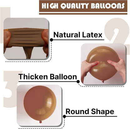 PartyWoo Brown Balloons - 101pcs 12 Inch Boho Neutral Coffee Tan Latex for Weddings & Celebrations