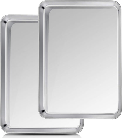 TeamFar Baking Sheet Set - Heavy Duty Stainless Steel Cookie Sheets | Non-Toxic, Dishwasher Safe, 20" x 14" - 2 Pieces