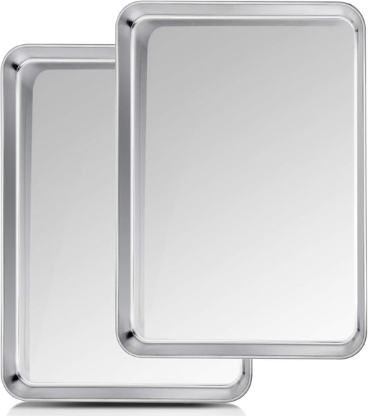 TeamFar Baking Sheet Set - Heavy Duty Stainless Steel Cookie Sheets | Non-Toxic, Dishwasher Safe, 20" x 14" - 2 Pieces