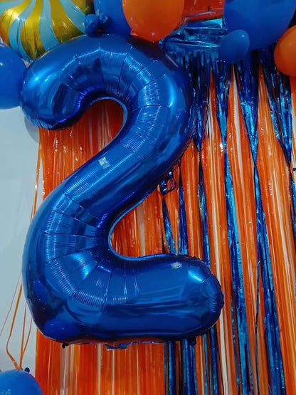 Metallic Blue Number 2 Balloon - 40 Inch Birthday Decoration for Boys & Girls