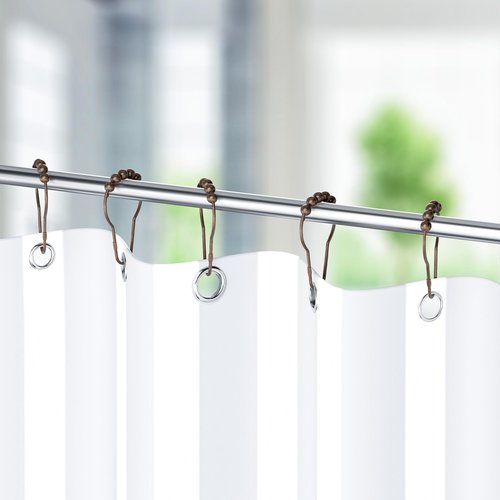 Titanker Shower Curtain Hooks Rings, Rust-Resistant Metal Shower Curtain Hooks for Bathroom Shower Rods Shower Hooks Shower Rings for Curtain - Set of 12, Bronze