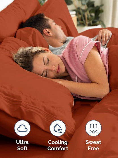 Extra Deep Twin XL Fitted Sheet - Hotel Luxury Single Fitted Sheet Only - Easily Fits 18 inch to 24 inch Mattress - Ultra Soft, Wrinkle Free with Extra Deep Pockets - Breathable & Comfy - Terracotta