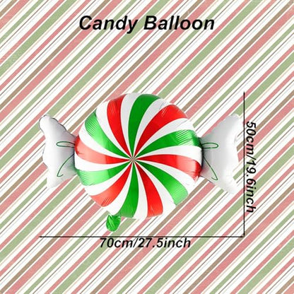 Red Green Candy Balloons Set - 6 pcs 27 Inch Balloon Decorations for Christmas