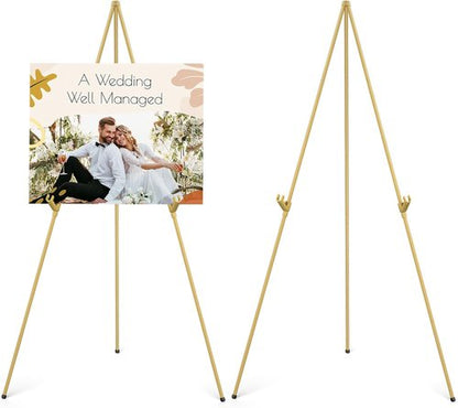 Display Artist Easel Stand - 63" Collapsible Tripod for Easy Folding & Adjustable Art Display - Gold