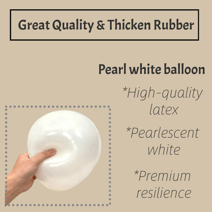 Pearl White Balloons | 12-Inch Matte Latex Balloons - 50PCS for Weddings, Birthdays & Parties