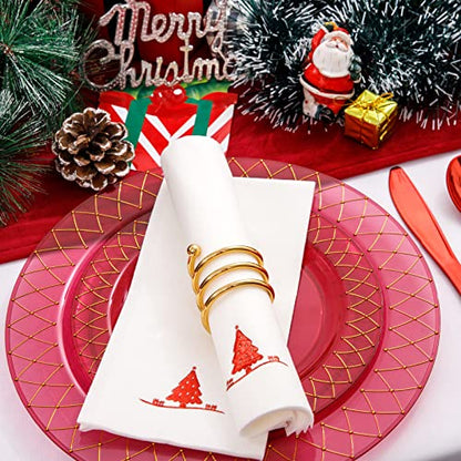 Christmas Red Paper Napkins 50 Pack Cloth-Like Disposable Napkins - Red