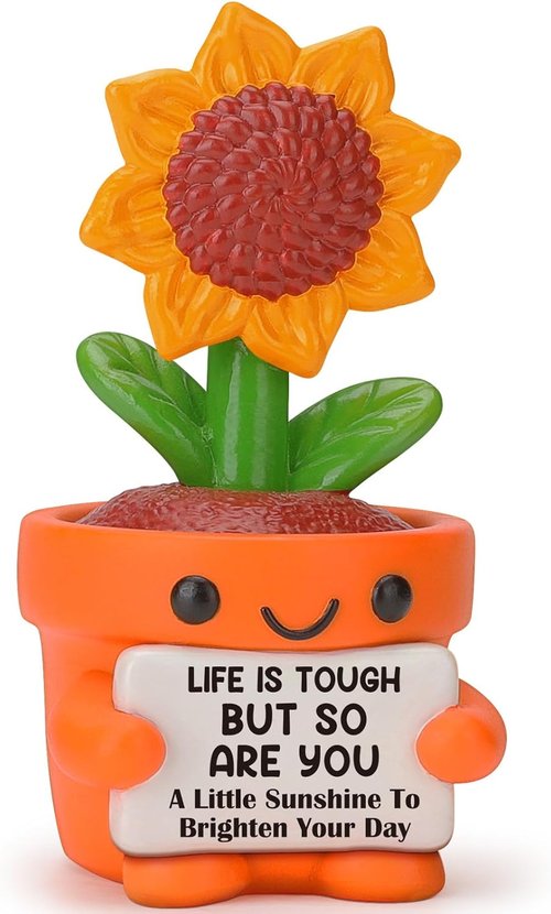 4THFARMES Inspirational Sunflower Figurine - Get Well Soon Gift for Friends & Coworkers | Stress Relief Desk Decor