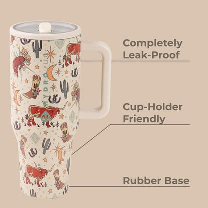HydroJug Traveler - 32 Oz Insulated Water Bottle with Handle & Flip Straw - Leak Resistant, Fits Cup Holder