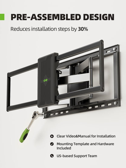 USX MOUNT Full Motion TV Wall Mount - Fits 50-90 Inch TVs Up to 150 lbs | Dual Articulating Arms & Tilt