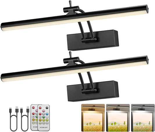Yuichoy Picture Lights - 12 Inch Wireless Battery Operated Art Lighting | Dimmable, Remote Control, 6 Colors