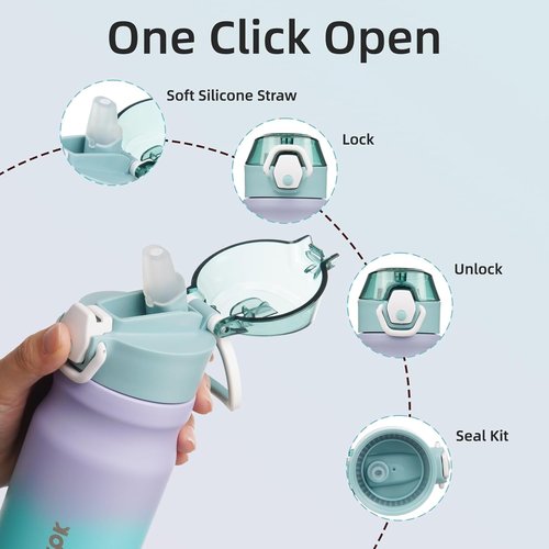 BJPKPK 14oz Insulated Water Bottle - Stainless Steel, BPA-Free, Leak-Proof | Lavender Green