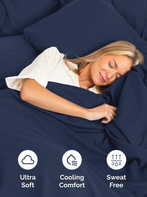 Extra Deep King Sheet Set - 6 Piece Breathable and Cooling Sheets - Hotel Luxury Bedding for Women, Men, Kids & Teens - Easy Secure Fit - Soft, Wrinkle Free and Comfy - Extra Deep Pockets - Navy Blue