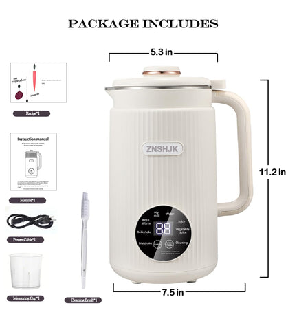 Nut Milk Maker Machine 40oz (1.2L) | 8-in-1 Almond, Oat, Soy, Rice Milk Maker, Plant-Based Milk & Smoothies, Soy Milk Maker with Delay Start, Keep Warm, Self-Cleaning, Boil Water, Baby Food & Juicer
