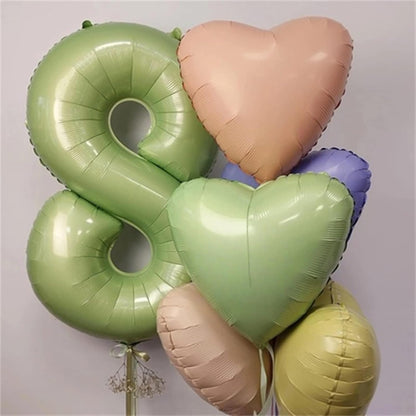 Sage Green Balloon Number 8 - 40 Inch Self-Inflating Foil Helium Balloon for 8th Birthday Party Decorations