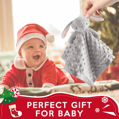 Pro Goleem Loveys - Soft Grey Bunny Security Blanket & Snuggle Toy for Newborns | 16 Inch Baby Gift