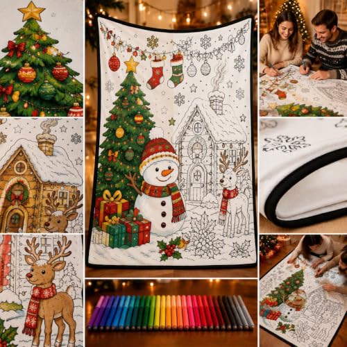 DIY Coloring Blanket Christmas Variation - Washable Sherpa Fleece with Markers