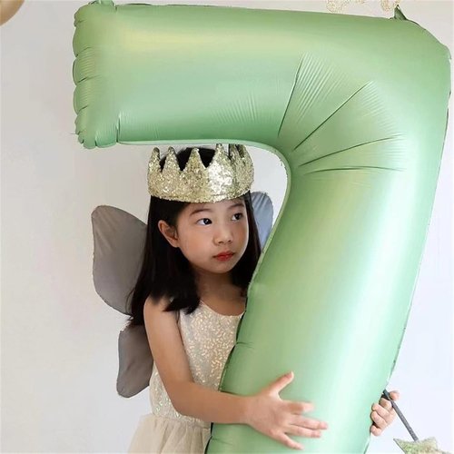 Lingqiang Sage Green Number Balloons - 40 Inch Olive Green Foil 7 & 0 | Self-Inflating 70th Birthday Decor