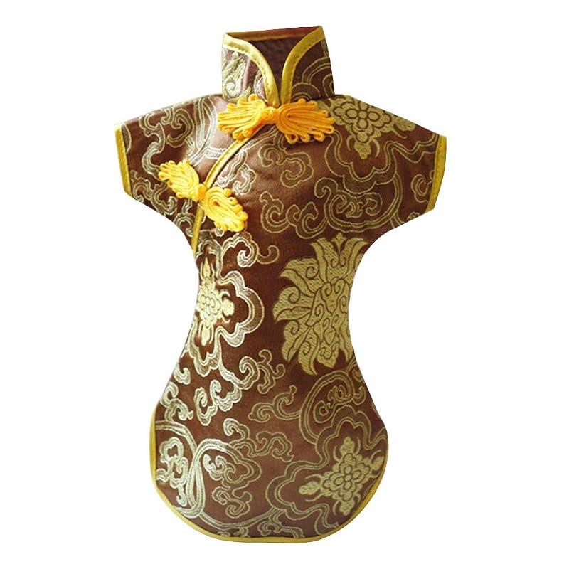 Colorful Cheongsam Wine Bottle Covers, 10pcs Chinese Embroidered Bottle Bags