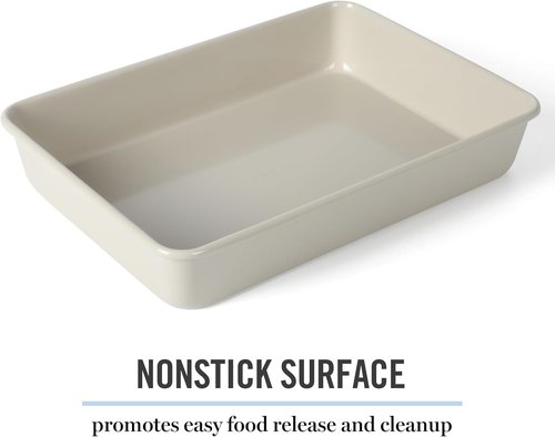 Martha Stewart Gallen Nonstick Carbon Steel Baking Pan - 13 x 9 Inch, Cool Grey, Durable Design for Easy Release