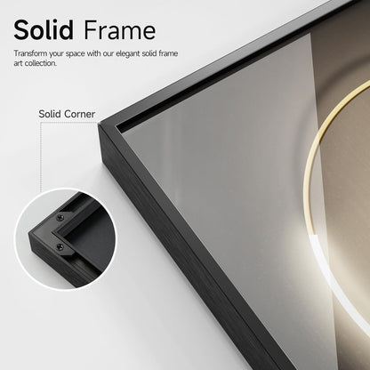 Modern Abstract Wall Art by [Brand Name] - Large 30x60 Inch Black & Grey Framed Prints for Living Room Decor