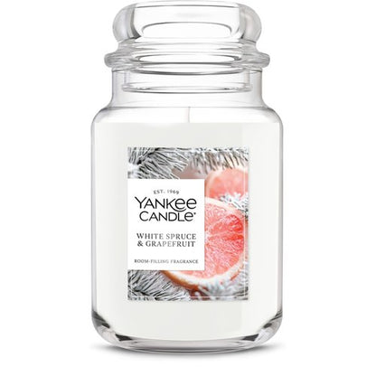 Yankee Candle White Spruce & Grapefruit Scented Candle, 22oz Large Jar with up to 150 Hour Burn Time, Giftable