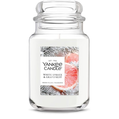 Yankee Candle White Spruce & Grapefruit Scented Candle, 22oz Large Jar with up to 150 Hour Burn Time, Giftable