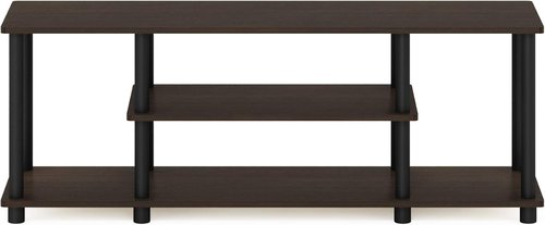 Furinno 3-Tier TV Stand - No Tools Assembly for Up to 50 Inch TVs | Dark Brown/Black Finish
